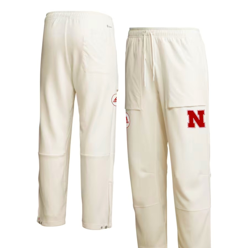 NEW MENS adidas WHITE NEBRASKA HUSKERS ZERO DYE AEROREADY PANTS